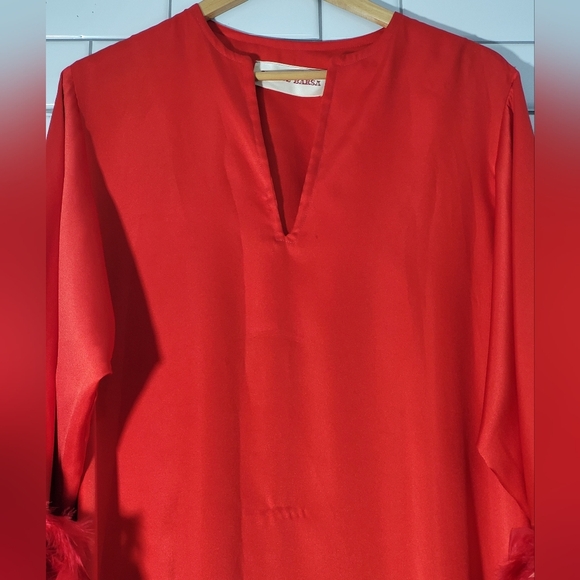 ODETTE BARSA Vintage Ladies Red Maxi Long Lounge Dress Caftan (Kaftan) Loose Fit - Picture 2 of 13